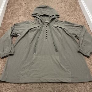 Soft Surroundings Linai Hoodie Green Size Medium Kangaroo Pouch Long Sleeve